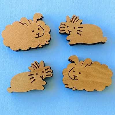 Wood Bunny Magnets-Angora & Lionheads| NEW - BinkyBunny.com House Rabbit Store