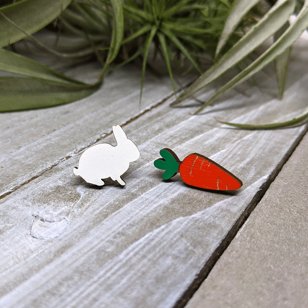 Bunny and Carrot Earrings - BinkyBunny.com House Rabbit Store