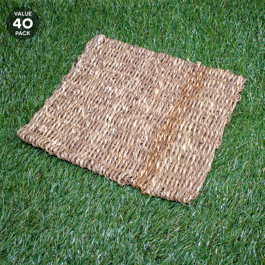 DOUBLE Weave Sea Grass Mat SMALL - 40 PACK [11" x 11"] - BinkyBunny.com House Rabbit Store
