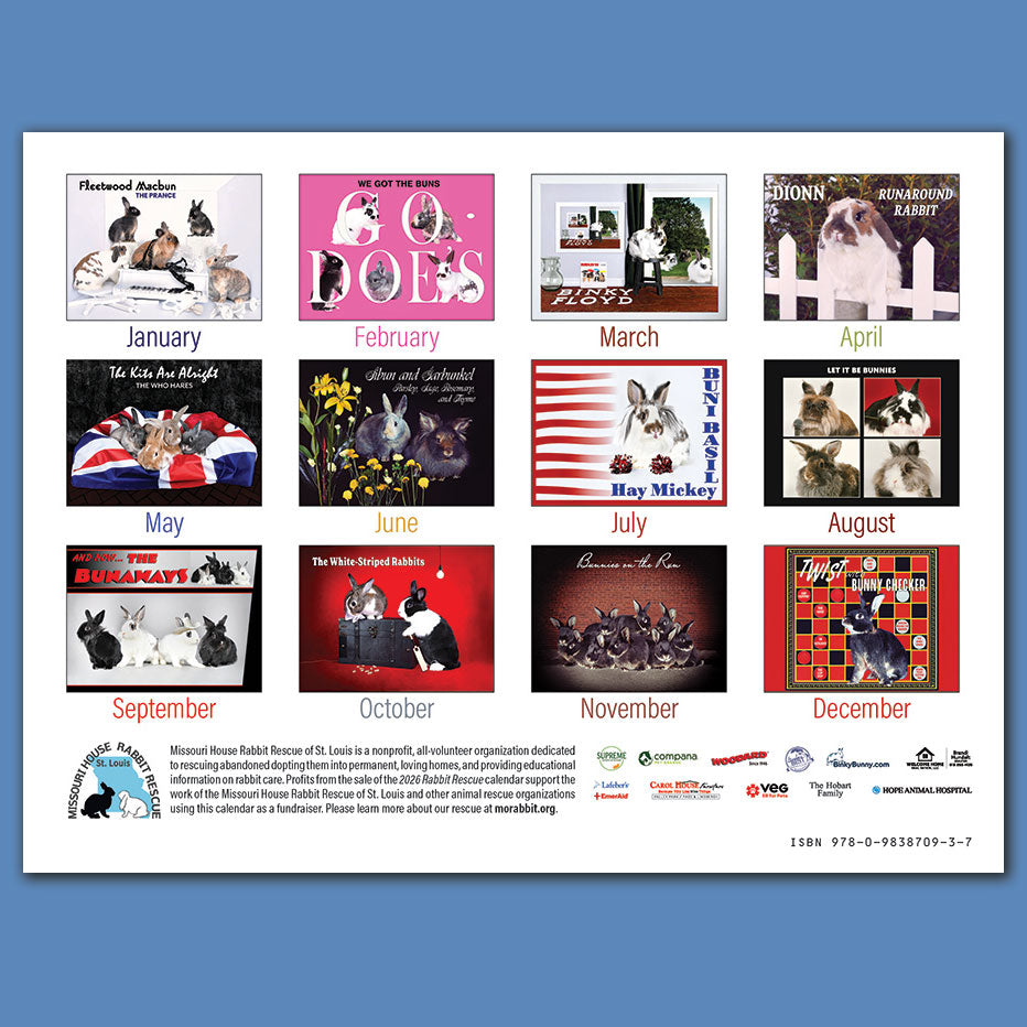 2026 Rabbit Rescue Calendar | NEW