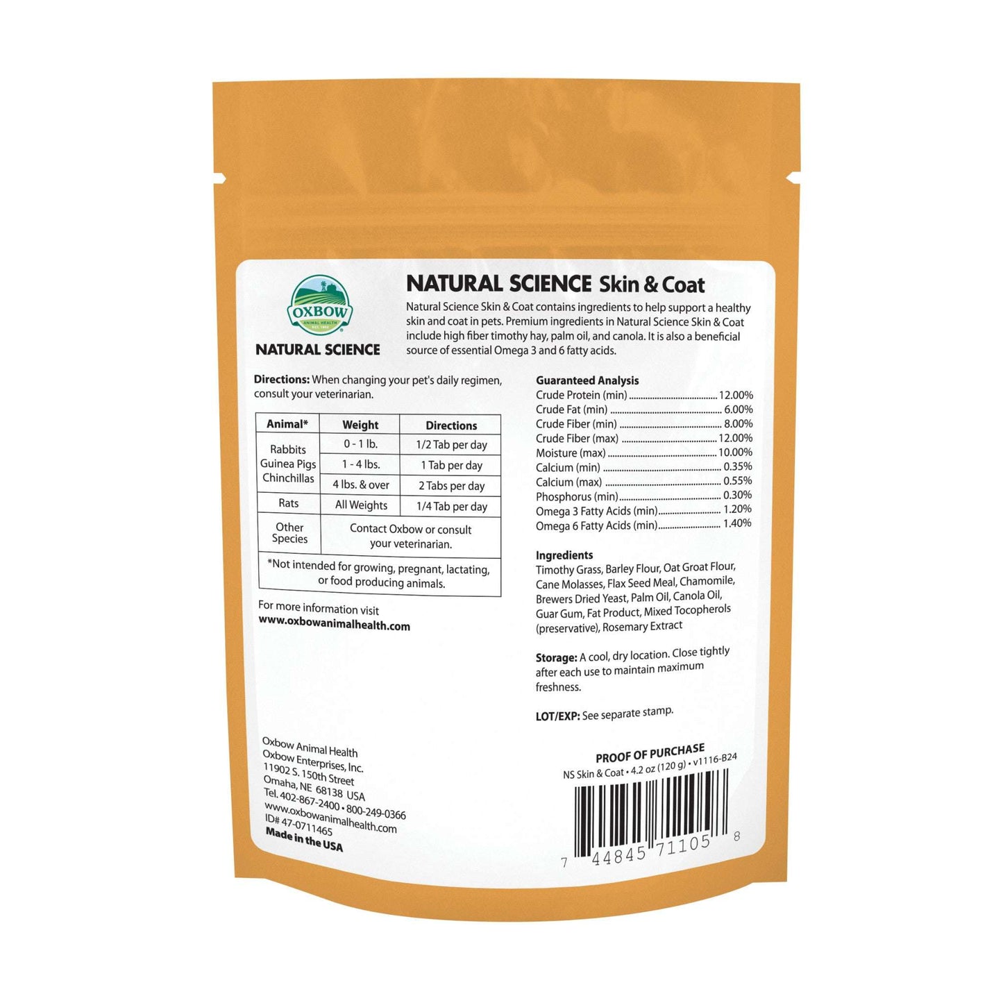 Natural Science SKIN & COAT Support - BinkyBunny.com House Rabbit Store