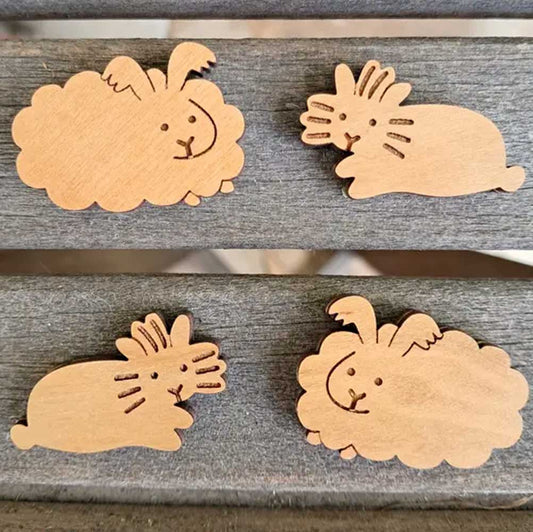 Wood Bunny Magnets-Angora & Lionheads| NEW - BinkyBunny.com House Rabbit Store