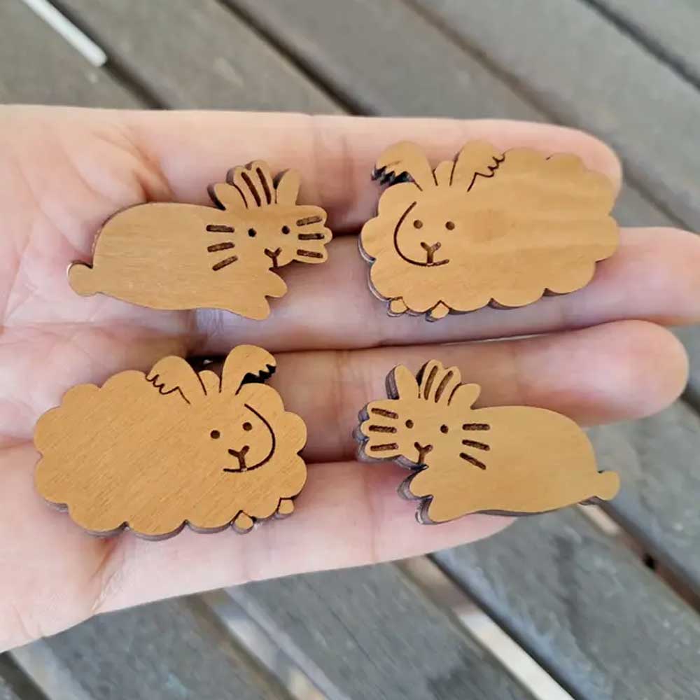 Wood Bunny Magnets-Angora & Lionheads| NEW - BinkyBunny.com House Rabbit Store