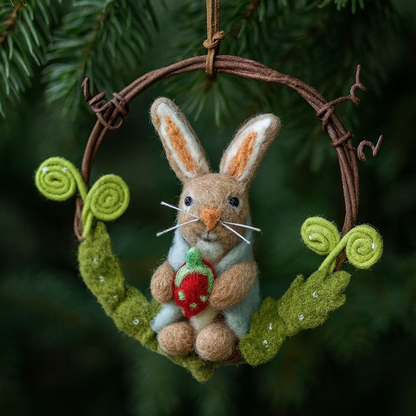 Ornament - Happy Bunny Wreath