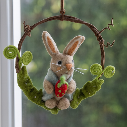 Ornament - Happy Bunny Wreath