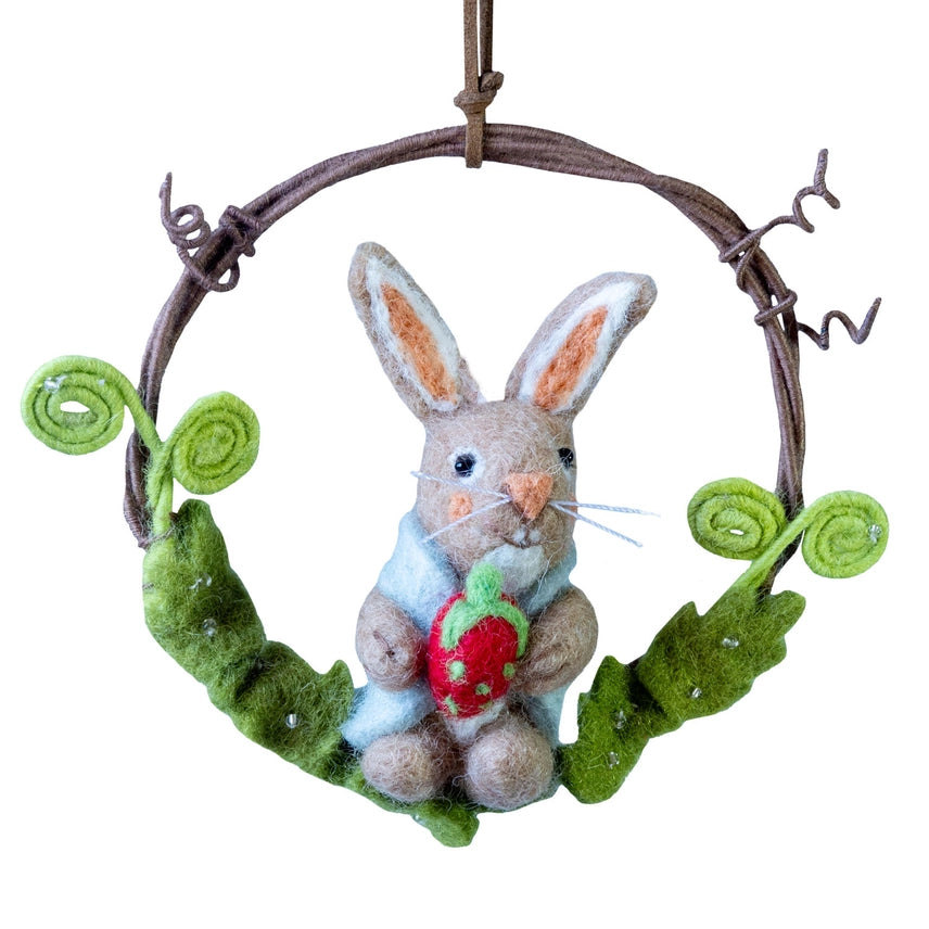 Ornament - Happy Bunny Wreath