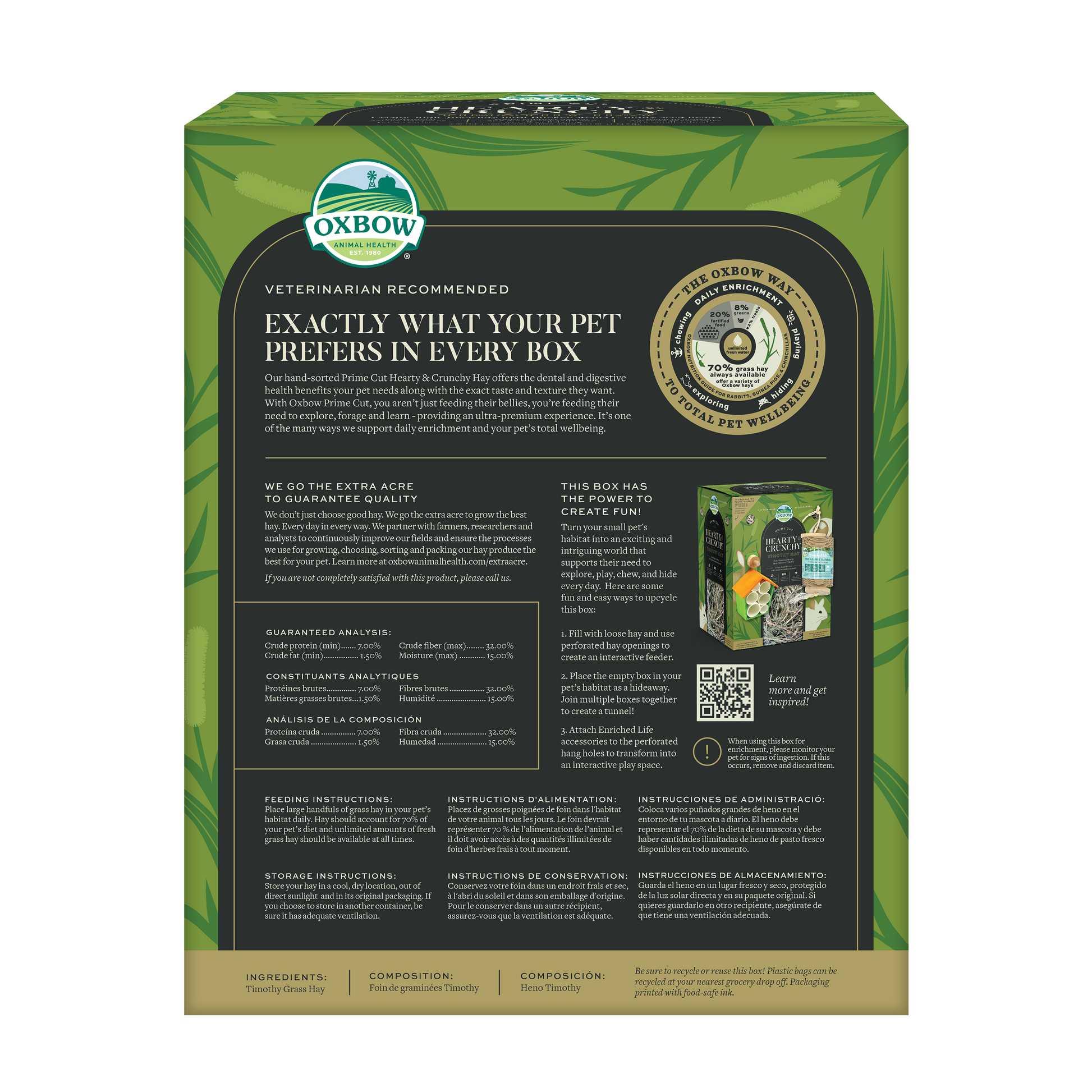 Hearty & Crunchy Prime Cut Timothy Hay - 40z (Oxbow) | NEW - BinkyBunny.com House Rabbit Store