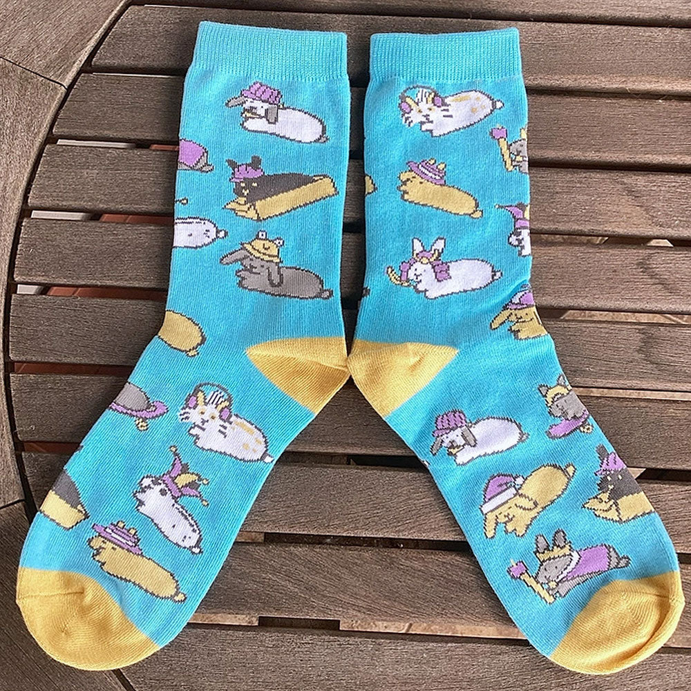 Bunnies with Hats CREW SOCKS | NOW 2 COLOR CHOICES