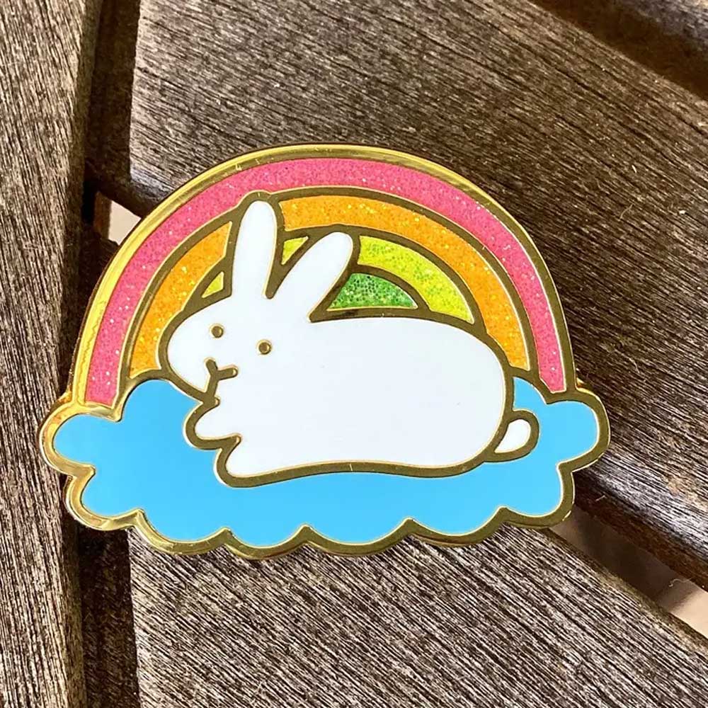 Rainbow Glitter Bunny PIN | NEW - BinkyBunny.com House Rabbit Store