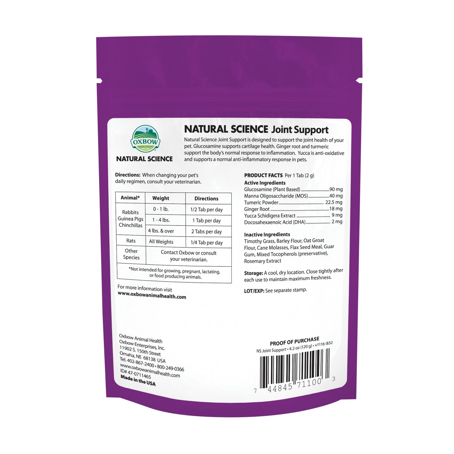 Natural Science JOINT Support (60 ct.) - BinkyBunny.com House Rabbit Store