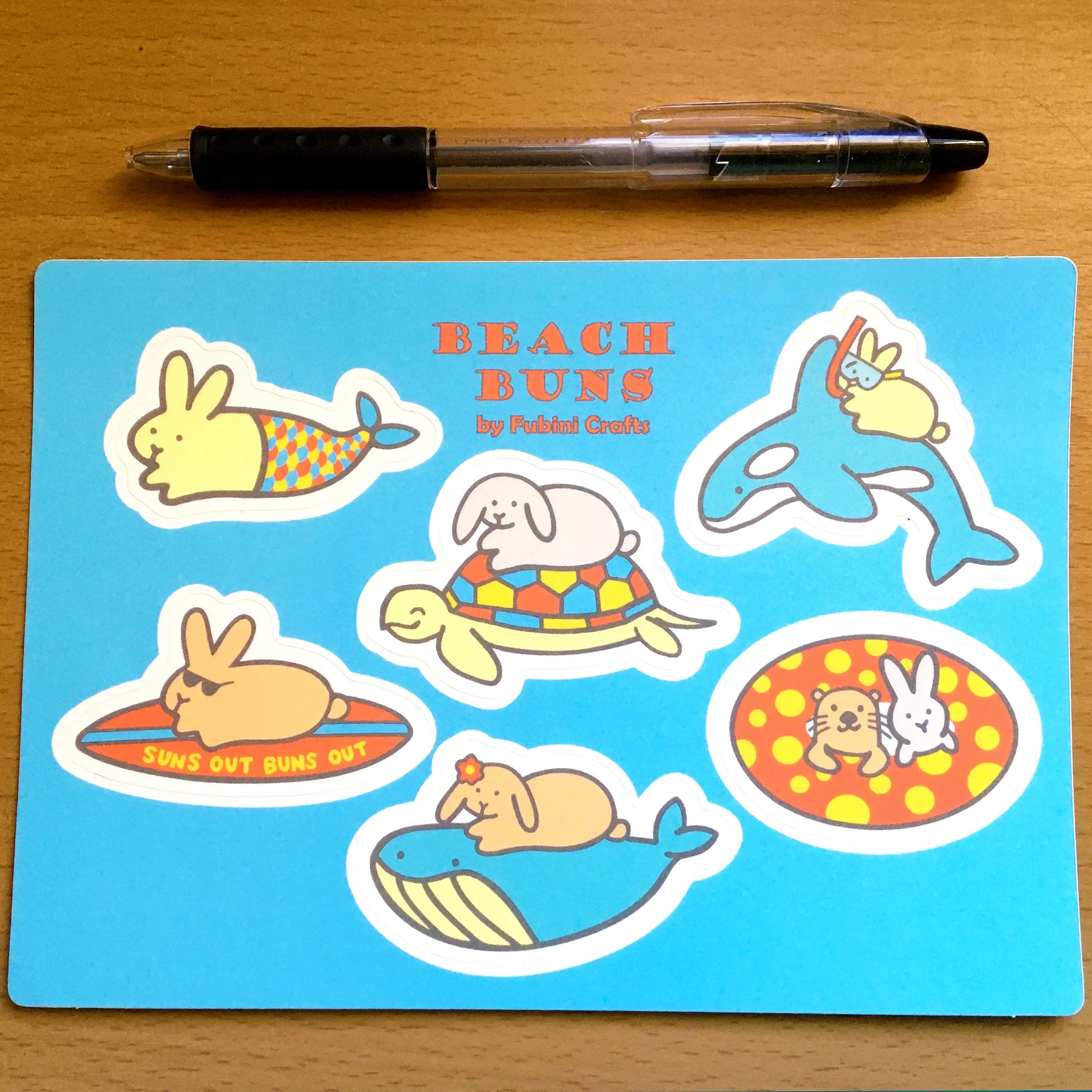 Beach Buns Sticker Sheet - BinkyBunny.com House Rabbit Store