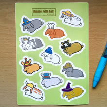 Bunnies with Hats STICKER Sheet - BinkyBunny.com House Rabbit Store