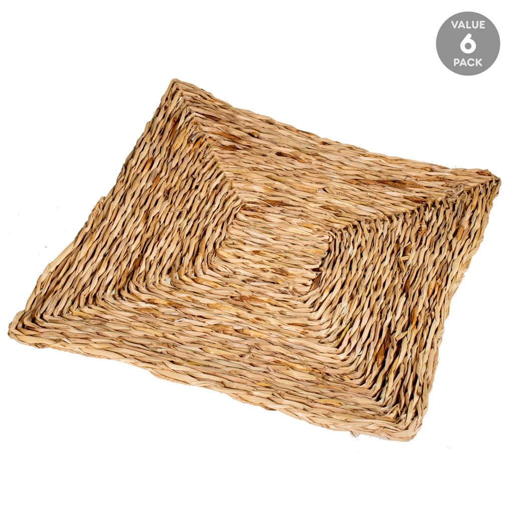 Sea Grass SQUARE MAT - 6 PACK (Thick) [12" x 12"  x 1/2"] - BinkyBunny.com House Rabbit Store