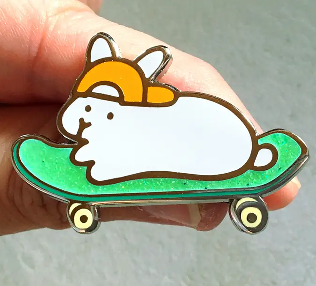 Skateboard Bunny PIN (New) - BinkyBunny.com House Rabbit Store