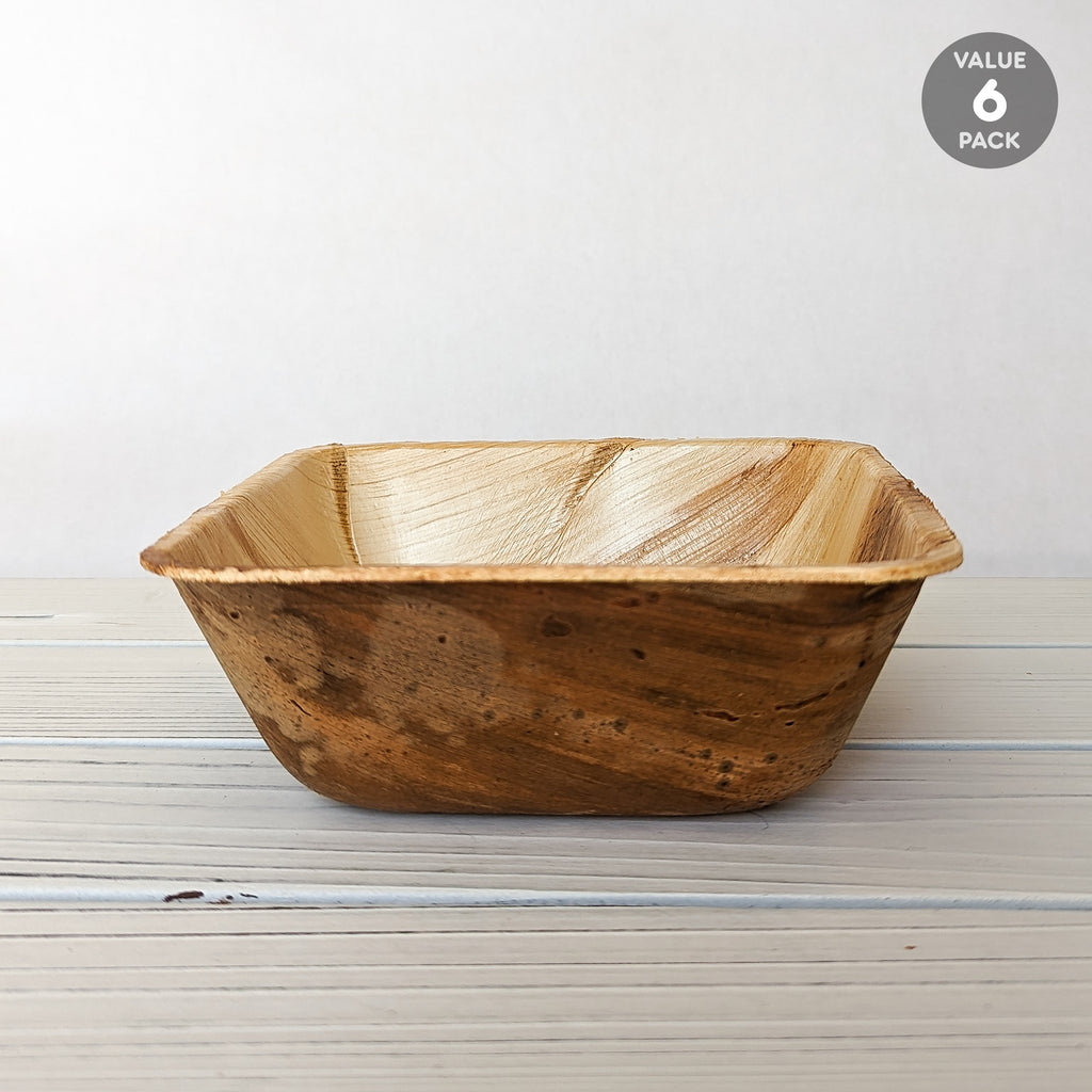 Palm Leaf Square Bowl - 6 Pack (New) - BinkyBunny.com House Rabbit Store