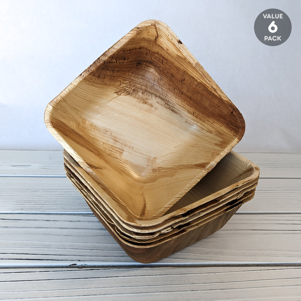 Palm Leaf Square Bowl - 6 Pack (New) - BinkyBunny.com House Rabbit Store