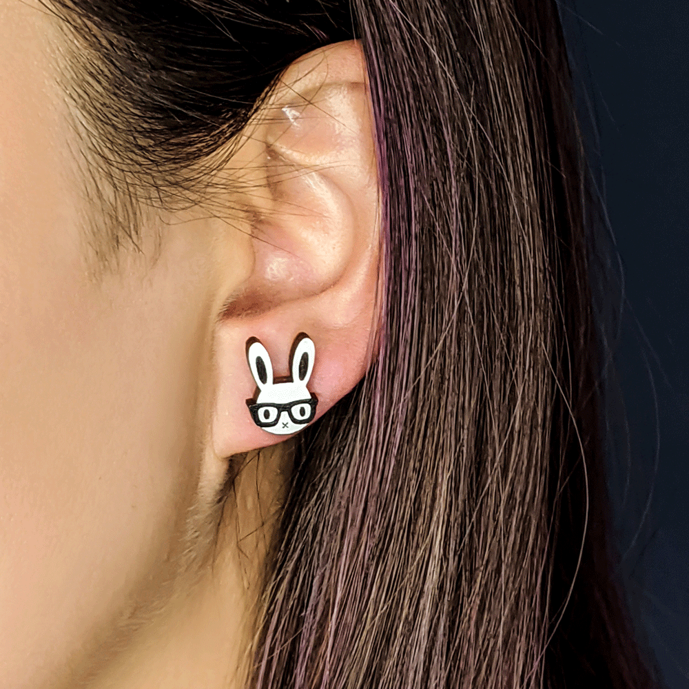 Nerd Bunny Earrings (COMING SOON) - BinkyBunny.com House Rabbit Store